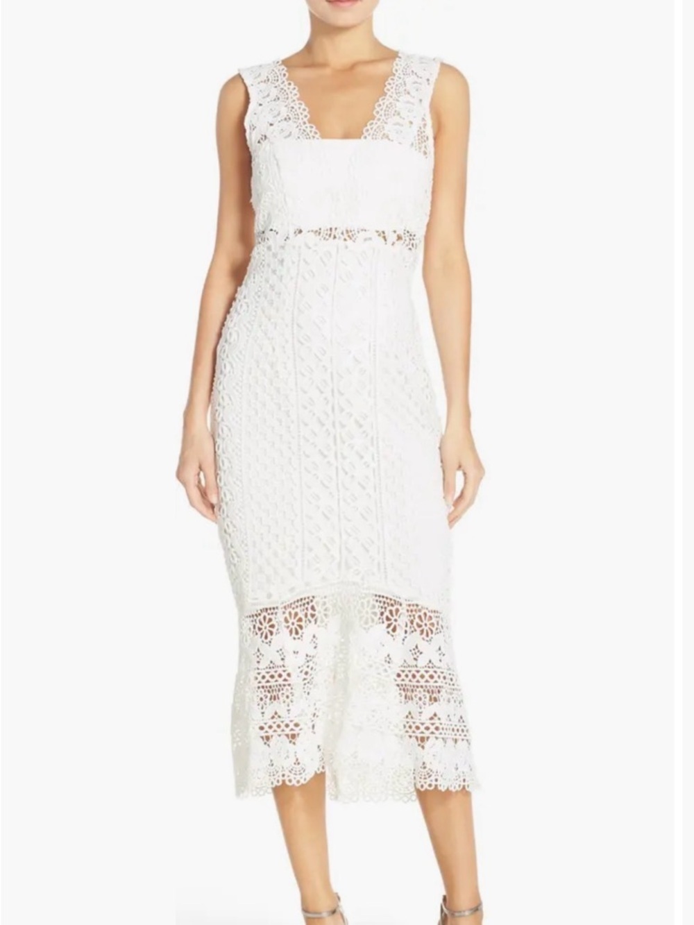 Bardot Odyssey White Guipure Lace Midi Dress Bridal Shower Engagement XS